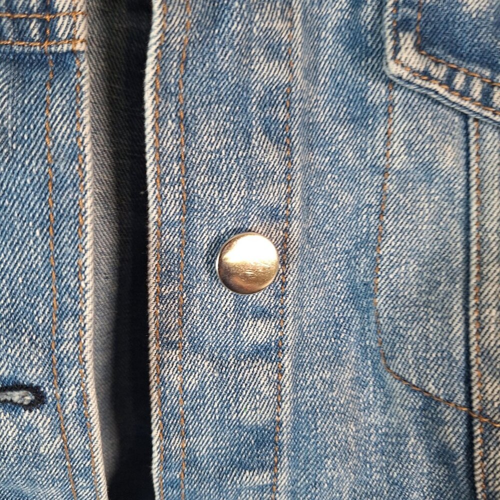Cropped Cinched Button Down Jean Jacket size small - image 6
